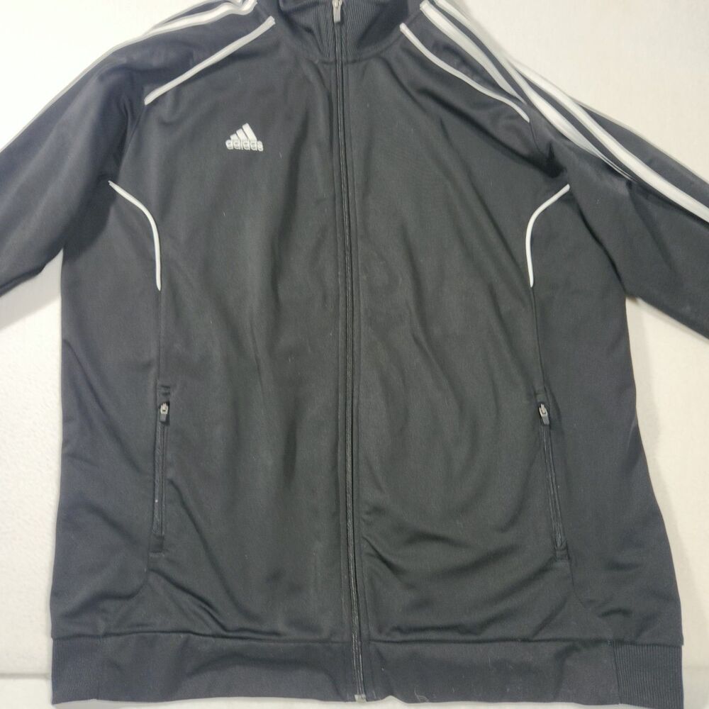 Adidas 3 Stripe Track Jacket Mens XL Black Full Zip Athletic Training Jacket